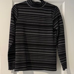 Women’s Black & silver sparkly Patterned Mock Neck Sweater